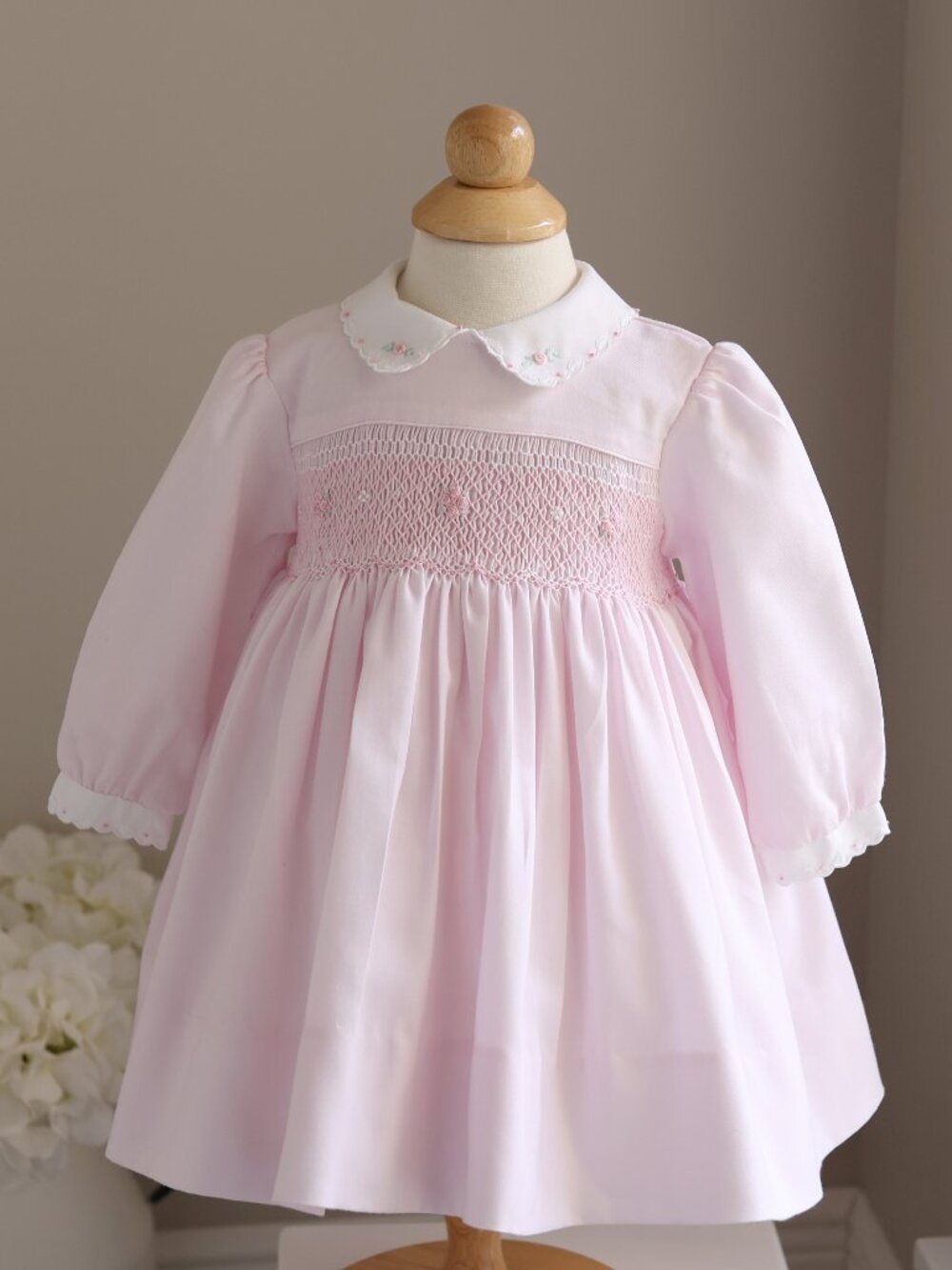 Pink Smocked Dress Long Sleeve Sarah Louise 12 Months Like New PRECIOUS!